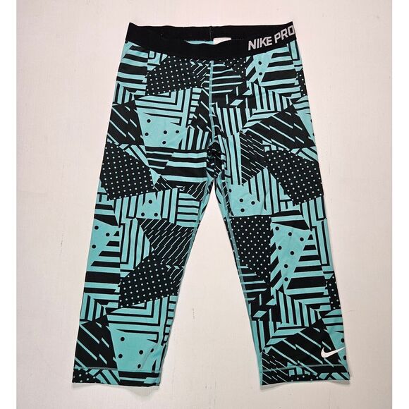 Nike Pants - Nike Pro Patchwork Capris Womens Dri Fit Light Aqua Size XL 689832-466
